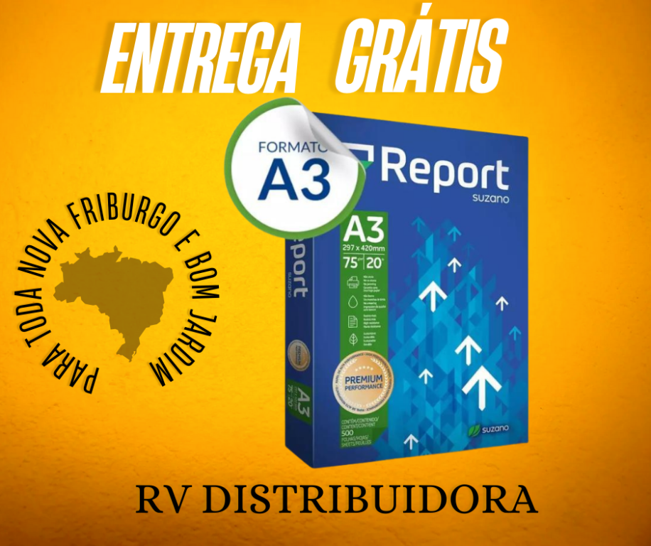 PAPEL A3 SULFITE REPORT PREMIUM  75G 500 FOLHAS - CAIXA COM 5 PACOTES