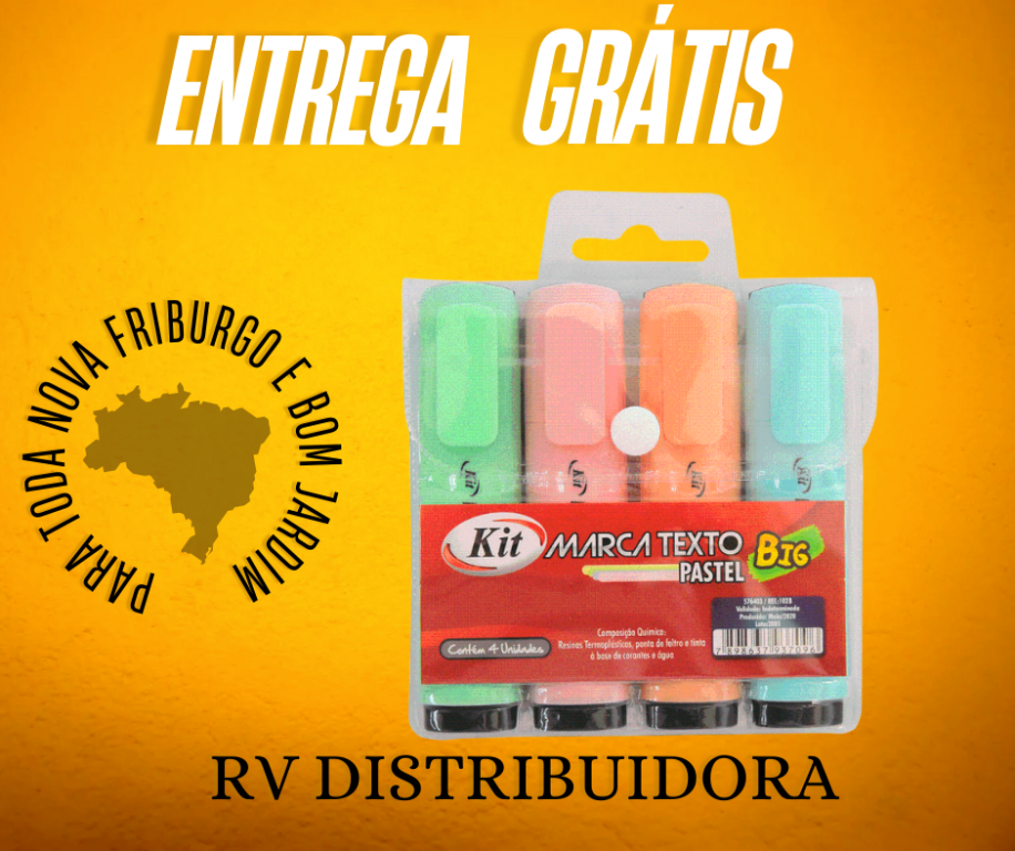 MARCA TEXTO BIG C/4 R.1027 PASTEL ATACADO - CARTELA UNID