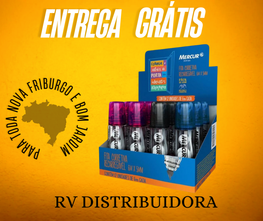 CORRETIVO EM FITA RECARREGAVEL 5 mm x 6 m (Sortido) - Mercur