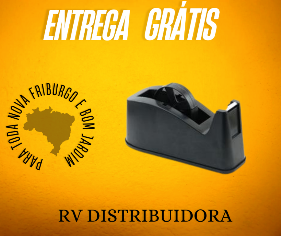 SUPORTE PARA FITA ADESIVA GRANDE PLÁSTICO PRETO E CINZA - CARBRINK