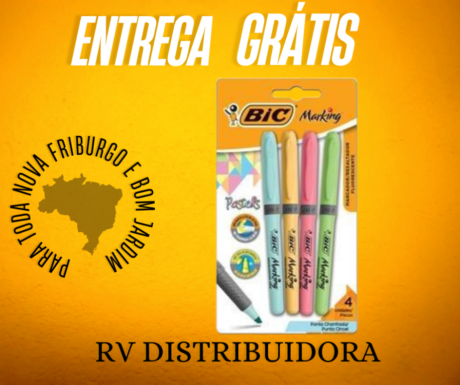 CANETA MARCA TEXTO MARKING 4 CORES PASTEL-BIC