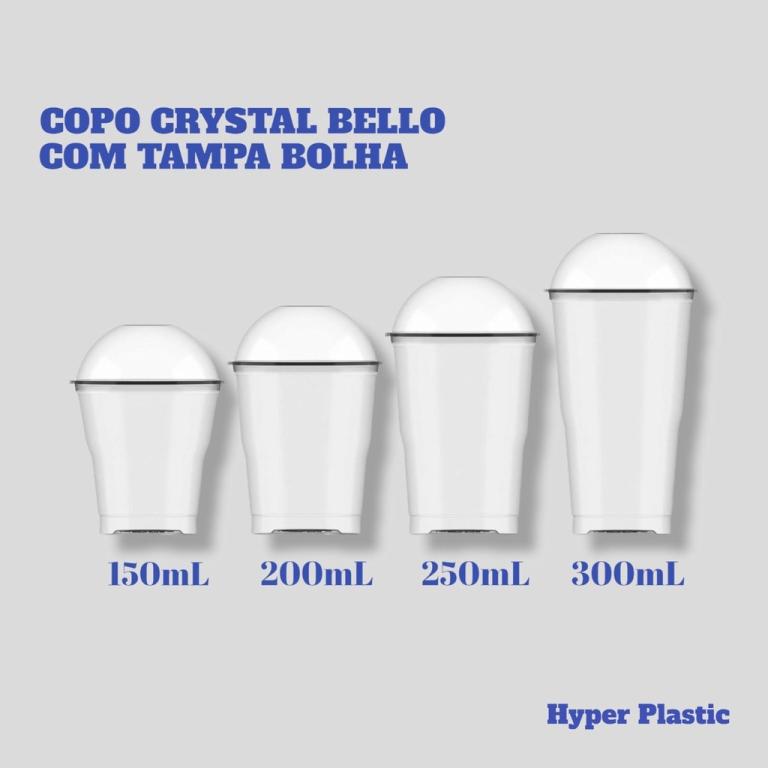 Copo Crystal bello 200ml c/tampa bolha c/20