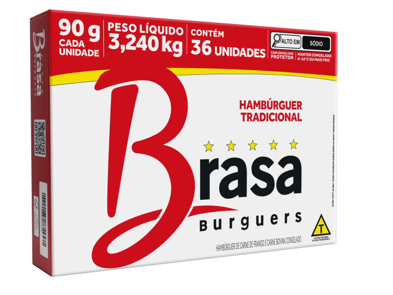 Hambúrguer Brasa Tradicional 90g – Caixa c/ 36 Un