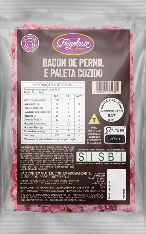Bacon de Pernil e Paleta Cozido em Cubos - Frigolaste 1Kg
