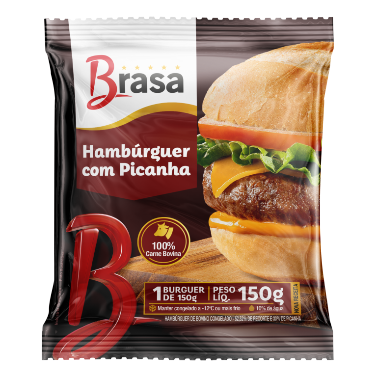 Hambúrguer Brasa Gourmet de Picanha 150g – Caixa c/20 Un