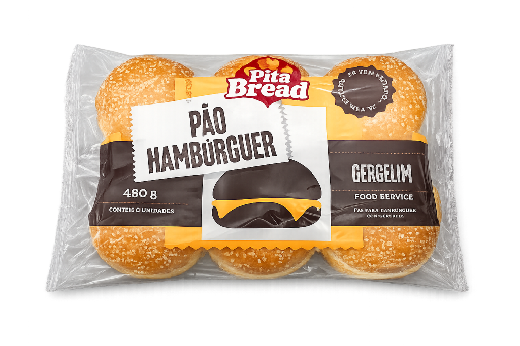 Pão Gergelim Pita bread  80g - Pacote c/ 6 Un, Caixa c/ 8 Pacote, 48 Un