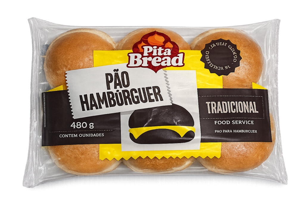 Pão Tradicional Pita bread 80g - Pacote c/ 6 Un, Caixa c/ 8 Pacote, 48 Un
