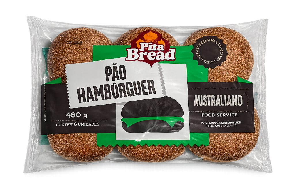 Pão Australiano Pita bread 80g - Pacote c/ 6 Un, Caixa c/ 8 Pacote, 48 Un