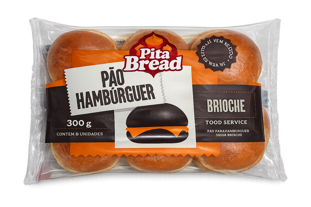 Pão Brioche Pita bread 50g - Pacote c/ 6 Un, Caixa c/ 8 Pacote, 48 Un