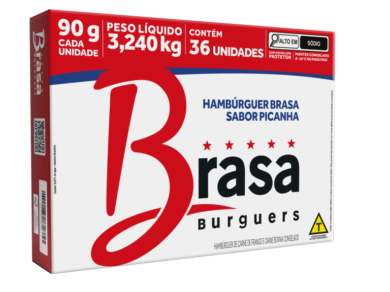 Hambúrguer Brasa Sabor Picanha 90g – Caixa c/ 36 Un