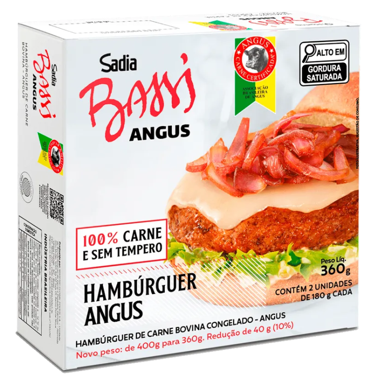 Hambúrguer Sadia Bassi Angus 180g - Caixa c/ 24 Un