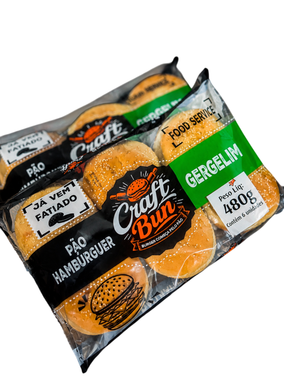Pão Gergelim Craft Bun 80g - Pacote c/ 6 Un, Caixa c/ 8 Pacote, 48 Un