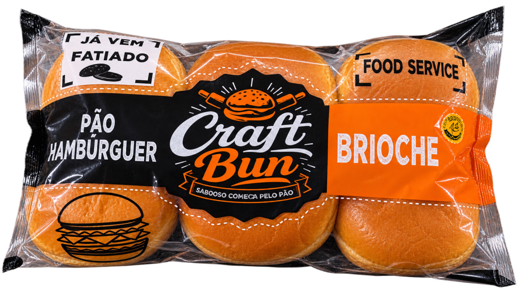 Pão Brioche Craft Bun 80g - Pacote c/ 6 Un, Caixa c/ 8 Pacote, 48 Un