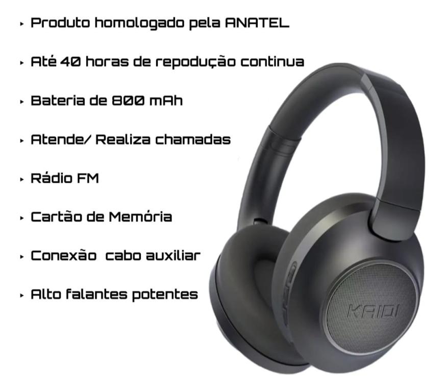 Fone De Ouvido Bluetooth Kaidi Headset E Auto Falante 4 Em 1