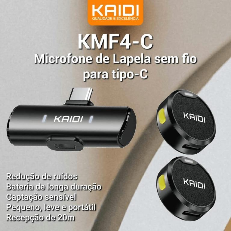 Microfone de Lapela Magnetico s/ Fio Tipo-C- Kaidi - KMF4-C