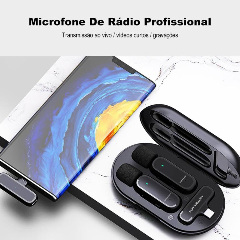 H'MASTON Microfone Lapela Sem Fio Professional 3 em 1 Microfone de Lapela para Gravação Redução de Ruído