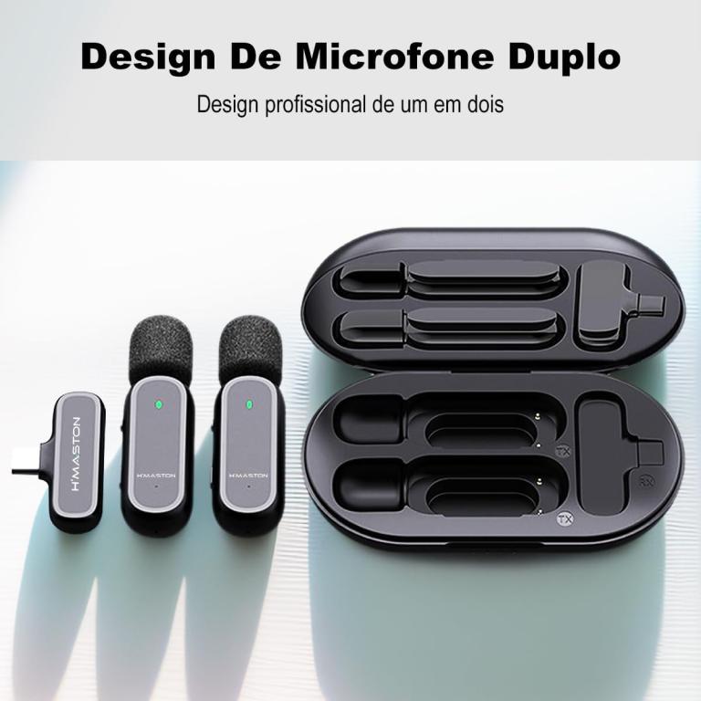 H'MASTON Microfone Lapela Sem Fio Professional 3 em 1 Microfone de Lapela para Gravação Redução de Ruído