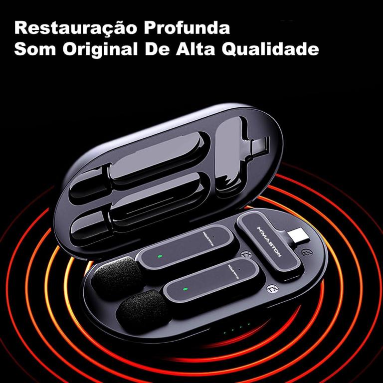 H'MASTON Microfone Lapela Sem Fio Professional 3 em 1 Microfone de Lapela para Gravação Redução de Ruído
