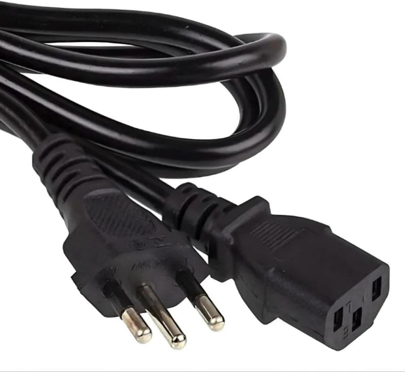 Cabo de Força 3 Pinos Tripolar Universal 1,5m para PC, Monitor, Fonte, Impressora, TV – Bivolt – Padrão Novo Inmetro