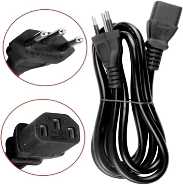 Cabo de Força 3 Pinos Tripolar Universal 1,5m para PC, Monitor, Fonte, Impressora, TV – Bivolt – Padrão Novo Inmetro
