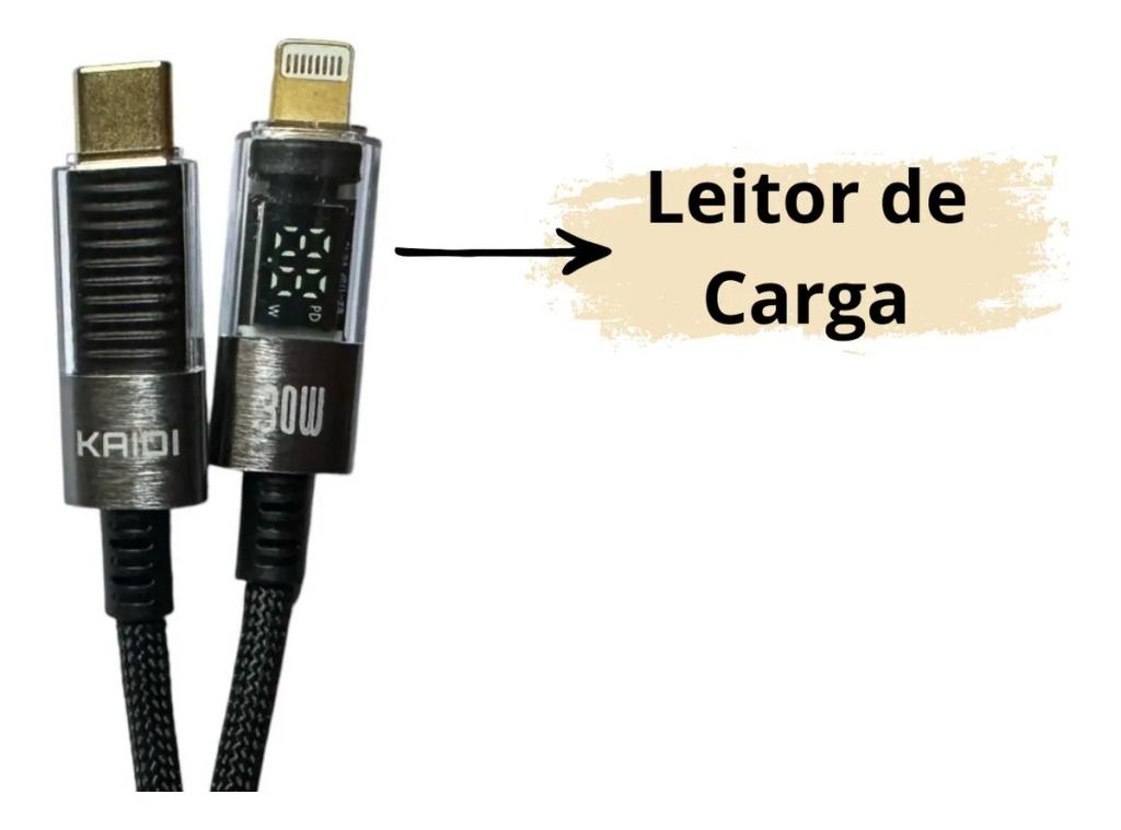 Cabo Leitor De Carga Turbo Rapido 30w Resistente Para iPhone Cor Preto