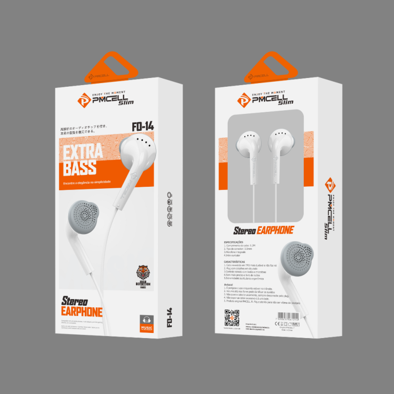 Fone de ouvido in-ear Pmcell FO-14 brancoFone de ouvido in-ear Pmcell FO-14 brancoFone de ouvido in-ear Pmcell FO-14 bra