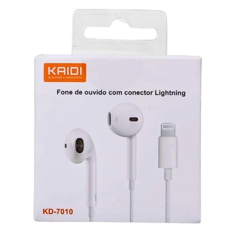 Fone de Ouvido Kaidi 7010 Lightning com Fio Mic Estéreo Kaidi KD-7010