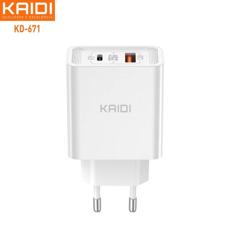 Fonte Carregador Turbo Gan 35w Kd-671 Kaidi Branco