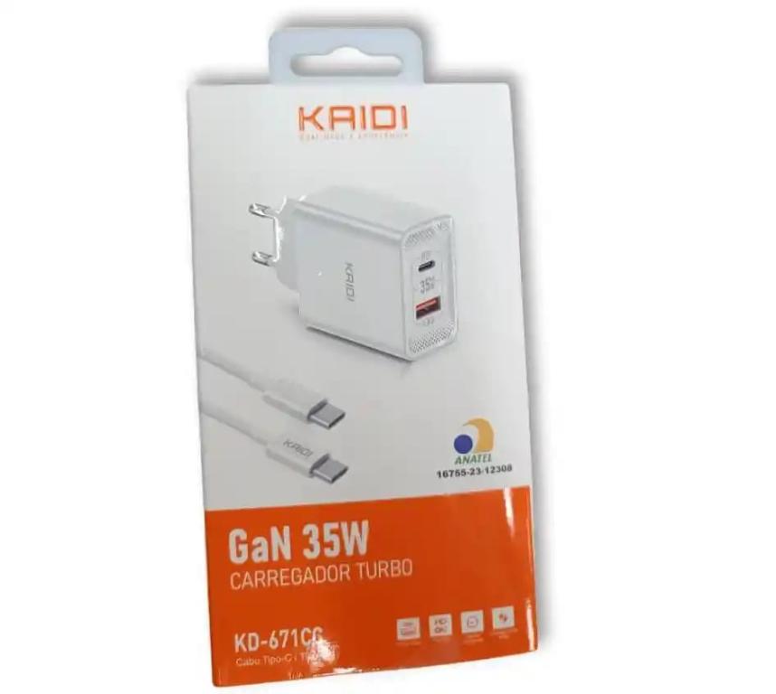 Fonte Usb E Tipo C + Cabo Tipo C P/ Tipo C, Turbo 35 W Branco