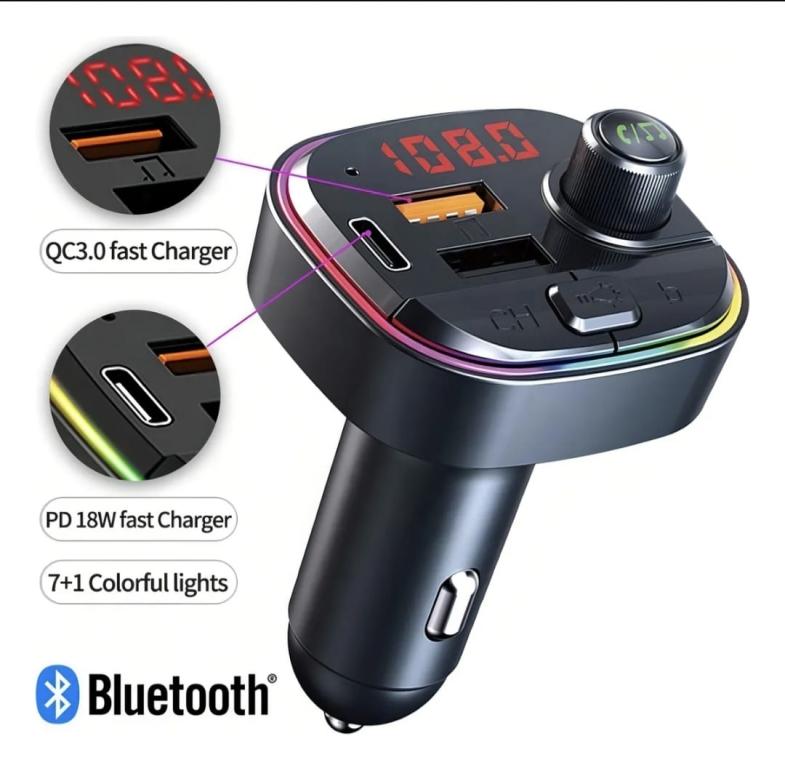 Transmissor Carregador Carro C158 Bluetooth Veicular Fm Mp3 Rádio