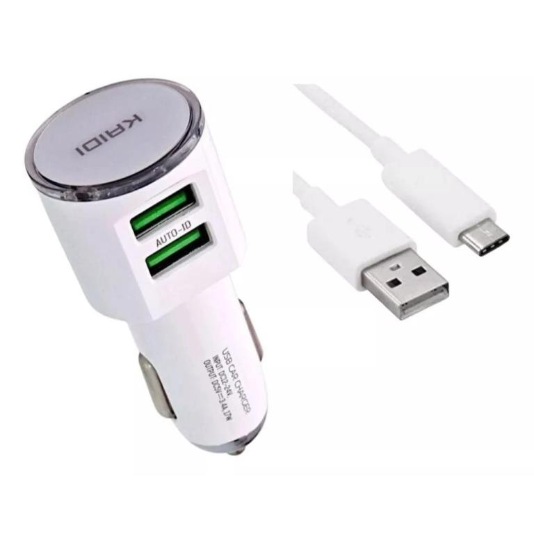 Carregador Veicular Duas Saídas 3.4a Kd-303c + Cabo C