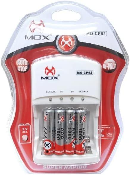 it Carregador de Pilhas Bivolt + 4 Pilhas AAA Palito Recarregaveis 1000 mah MO-52