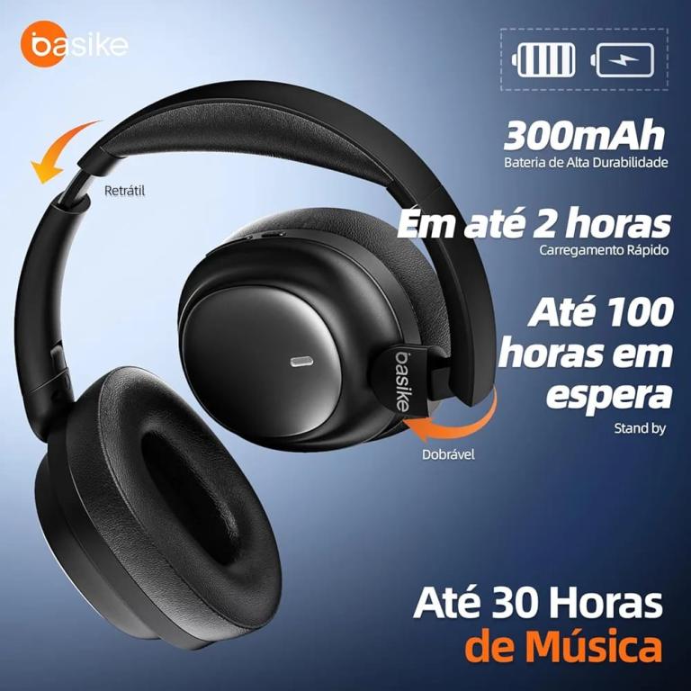 FONE DE OUVIDO BLUETOOTH - HEADPHONE SEM RUÍDOS - BA-FON144 - BASIKE