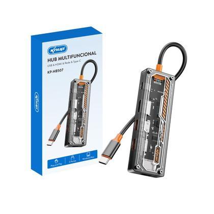 Hub USB Multifunção HDMI RJ45 USB-C 3.0 4K Knup KP-HB507