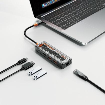 Hub USB Multifunção HDMI RJ45 USB-C 3.0 4K Knup KP-HB507