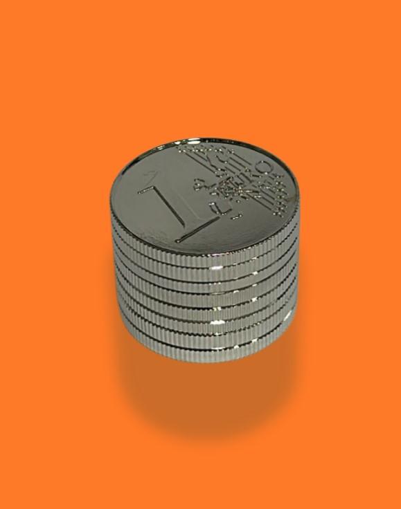 DICHAVADOR DE METAL / ZINCO PRATA EURO E DOLAR 3 PARTES