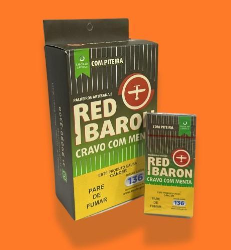 CIGARRO DE PALHA RED BARON CRAVO COM MENTA COM PITEIRA