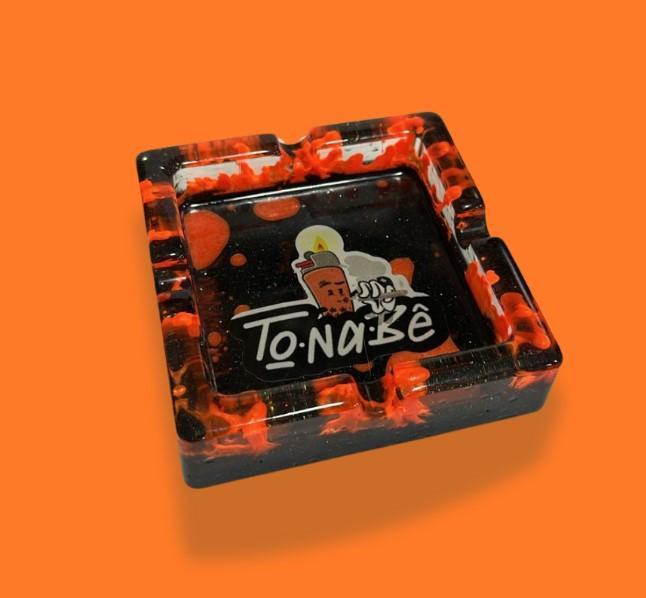 CINZEIRO DE ACRILICO TONABÊ QUADRADO LARANJA
