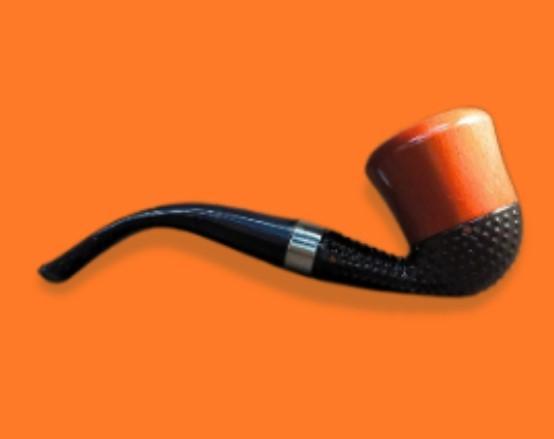 CACHIMBO DE MADEIRA CHUNG FENG TEXTURIZADO PRETO E VERMELHO BX121