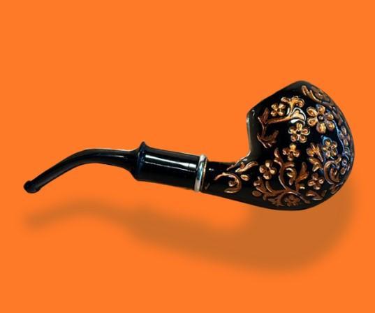 CACHIMBO DE MADEIRA CHUNG FENG FLORIDO PRETO BX117