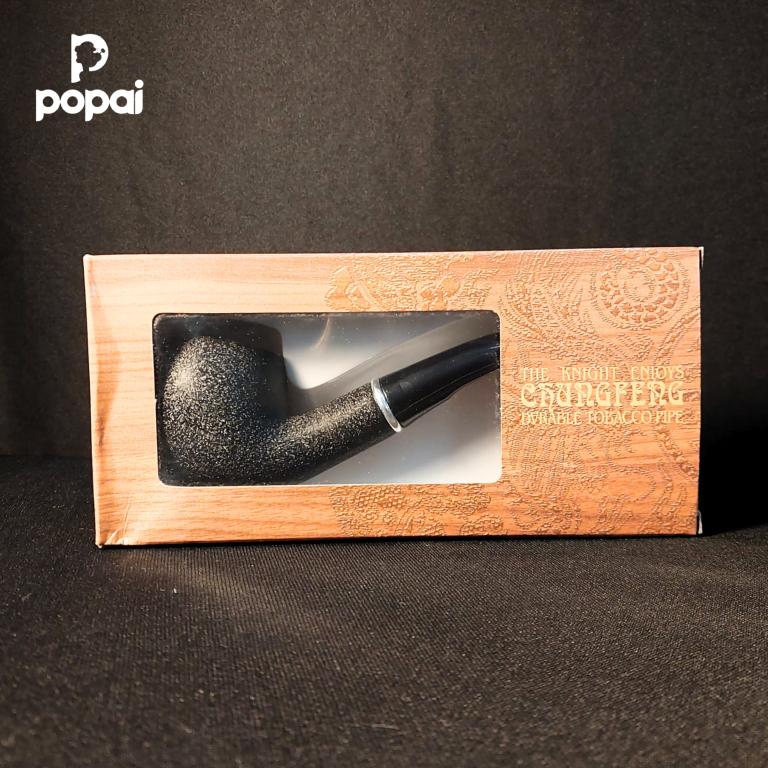 CACHIMBO DE MADEIRA CHUNG FENG TEXTURIZADO PRETO BX115