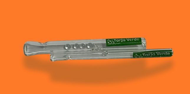 PITEIRA DE VIDRO TARJA VERDE COM ESFERAS