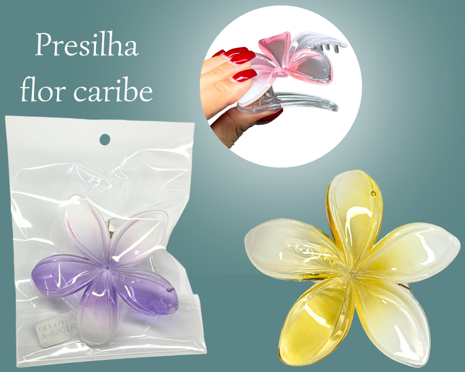 PRESILHA FLOR CARIBE 8cm