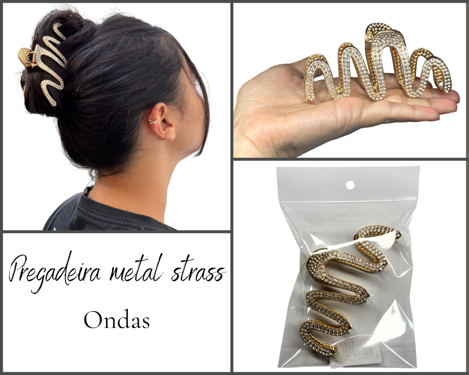 PREGAGADEIRA METAL C/ STRASS 10cm