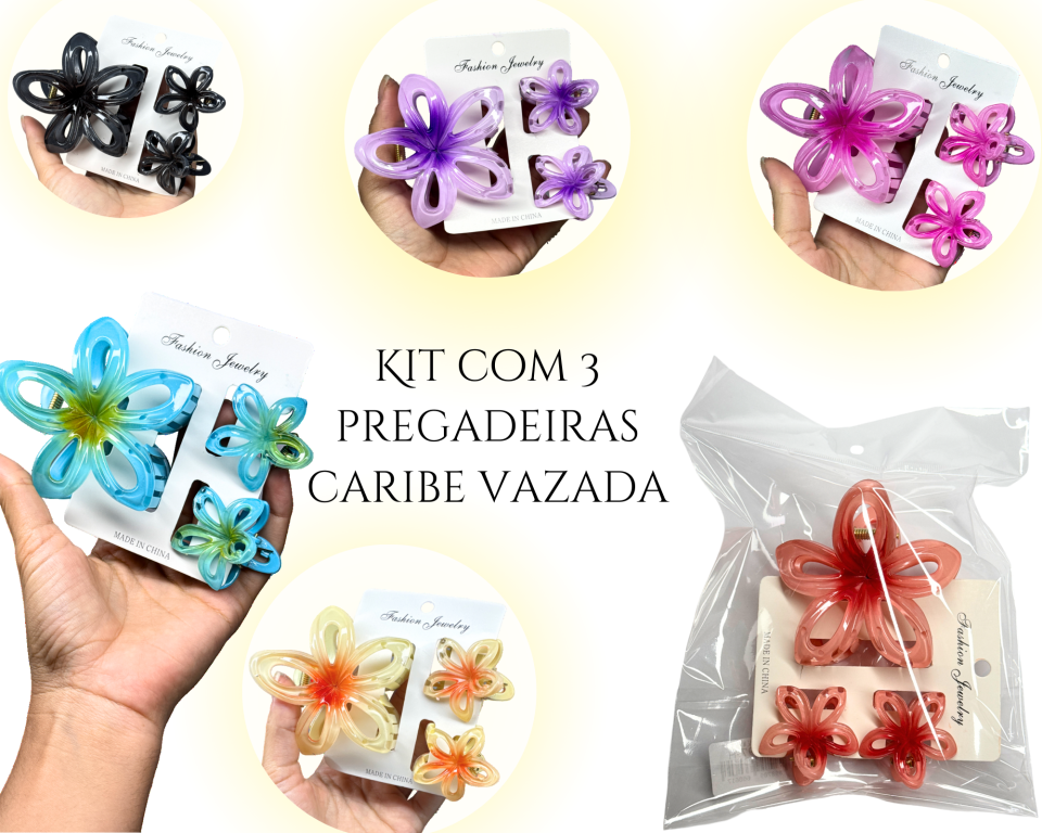 KIT PREGADEIRA CARIBE VAZADA 8cm C/3