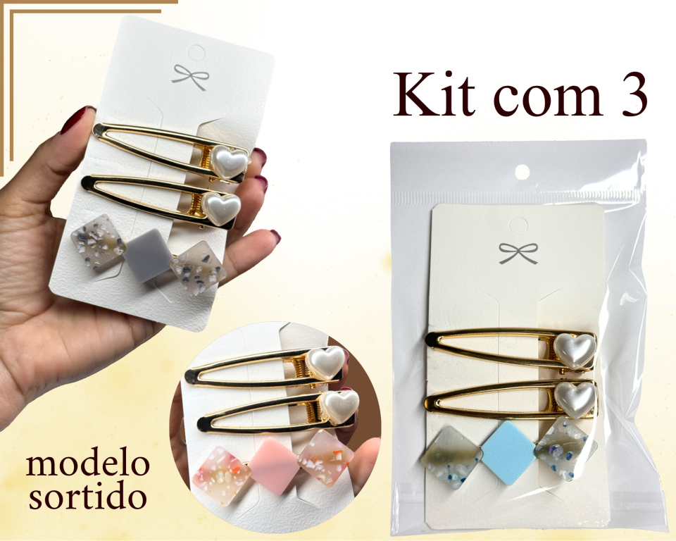 MIX DE PREGADEIRA C/3 CORAÇÃO PEROLA