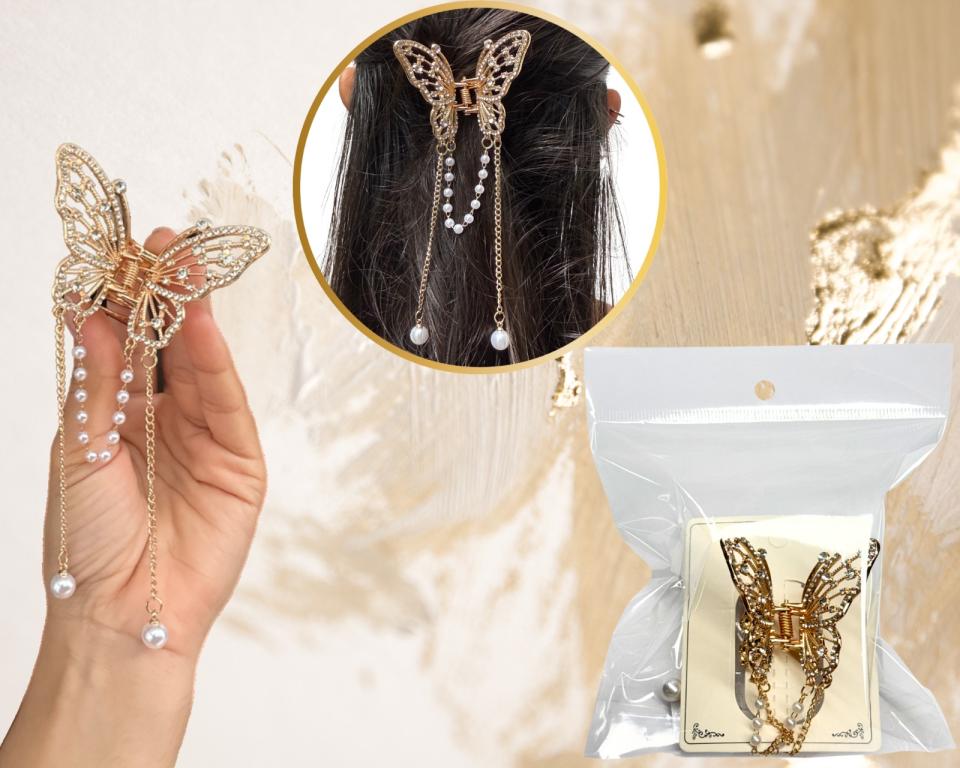 PREGADEIRA METAL BORBOLETA STRASS 5cm