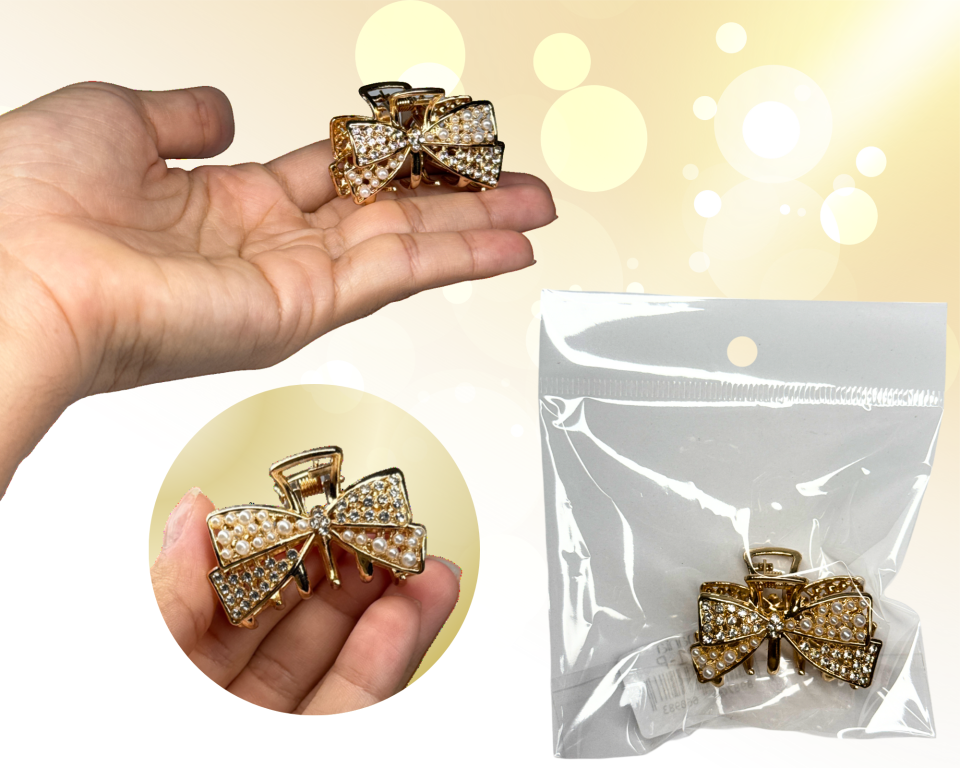 PREGADEIRA LAÇO C/PEROLA E STRASS 4cm