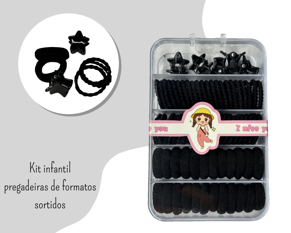 KIT XUXINHAS E PREGADEIRAS PRETA