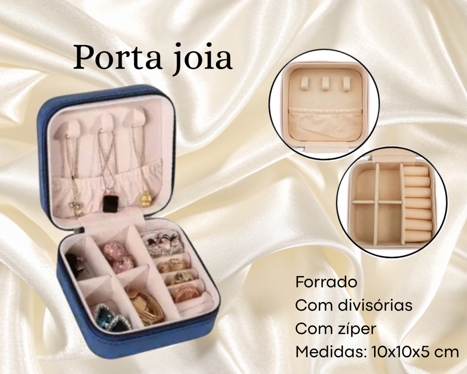 PORTA JOIA AZUL ROYAL 10X10X5cm